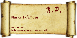 Nanu Péter névjegykártya